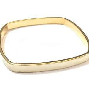 Vintage Monet Cream Color Enamel & Gold Tone Bangle